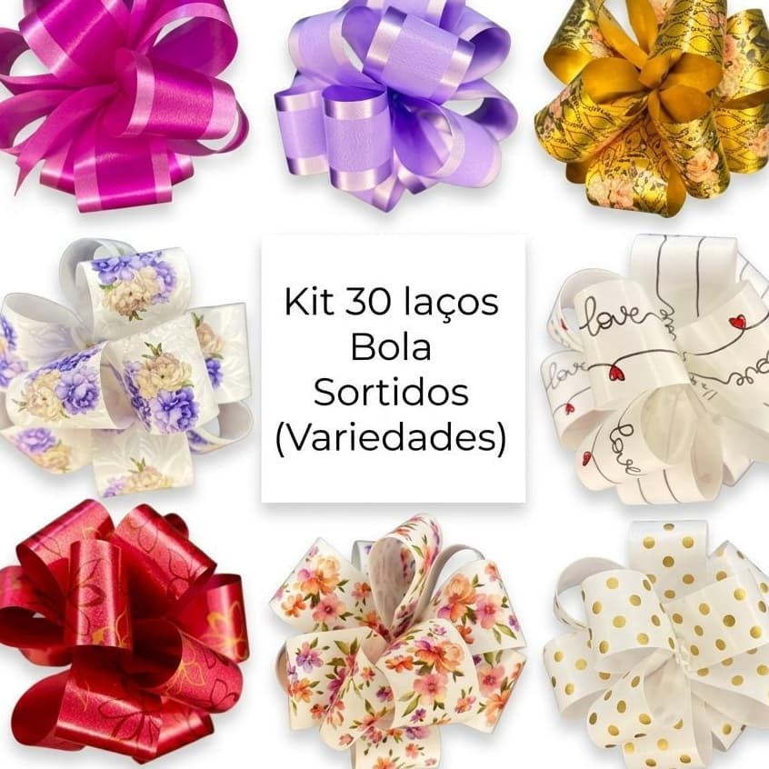Laço Bola Presente kit com 30 laços sortidos médio envio imediato