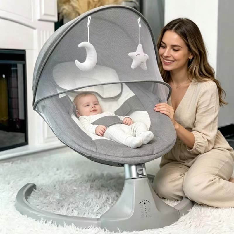 Cadeira de Descanso e Balanço para Bebê Bliss Baby Style com Música, Mosquiteiro e Controle Remoto