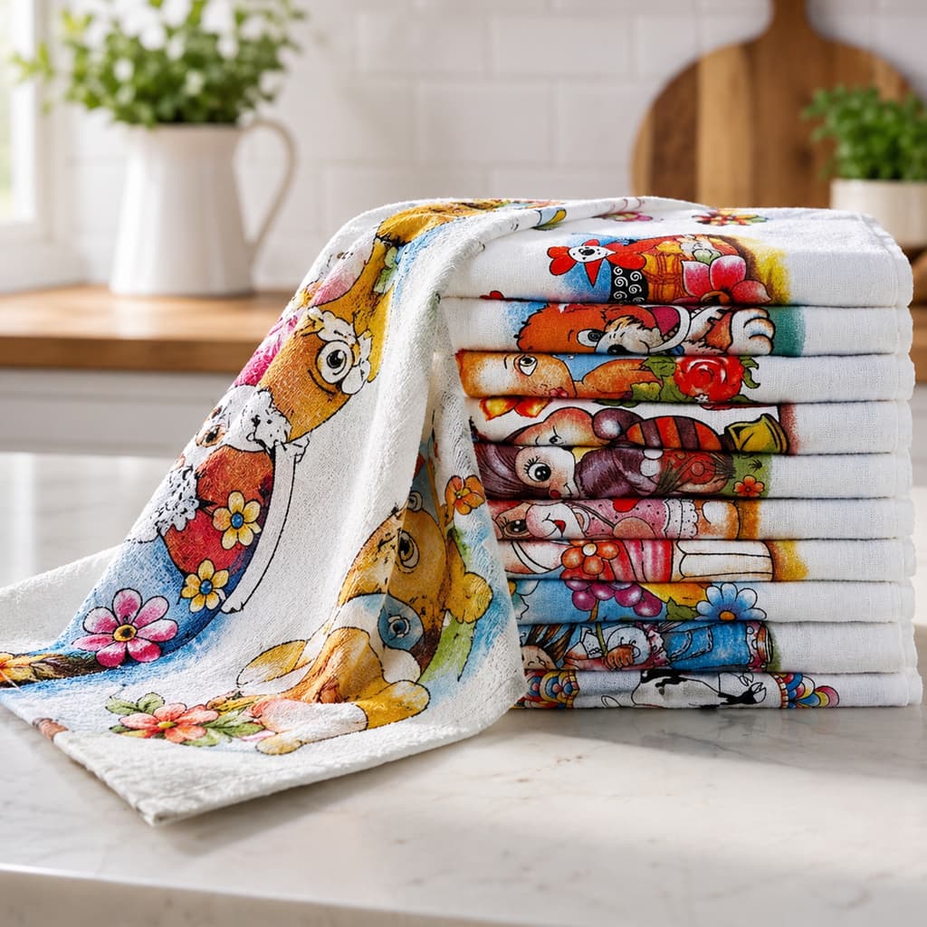 Kit Pano De Prato Estampado 5 Unidades 100 Algodão Cozinha