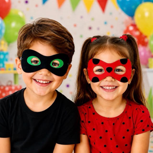 Kit Máscara DUPLA SUPER CAT E SUPER LADY , para decoração, festa, aniversário personagens