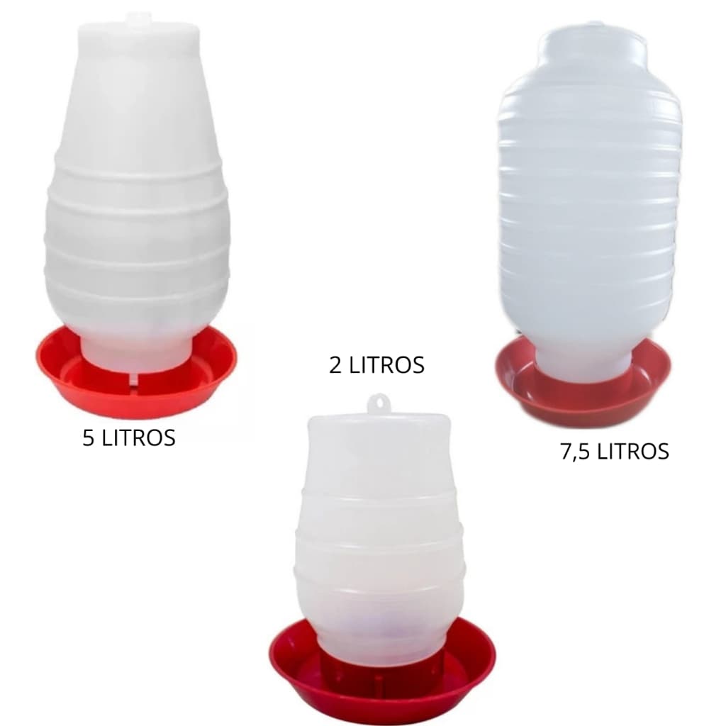KIT 1 BEBEDOURO 7,5 LT E 1 BEBEDOURO 5LT E 1 BEBEDOURO 2LT - GALINHAS E AVES