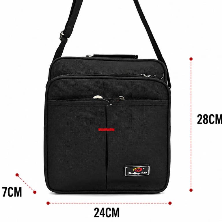 Bolsa Transversal Masculina Impermeável Multi Compartimentos com Zíper para Trabalho Viagem Celular Carteira e Documento
