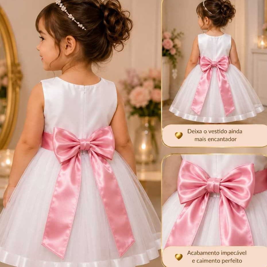 Cinto Faixa Com Laço Para Vestido Infantil Luxo Festa Aniversário Batizado Daminha De Honra