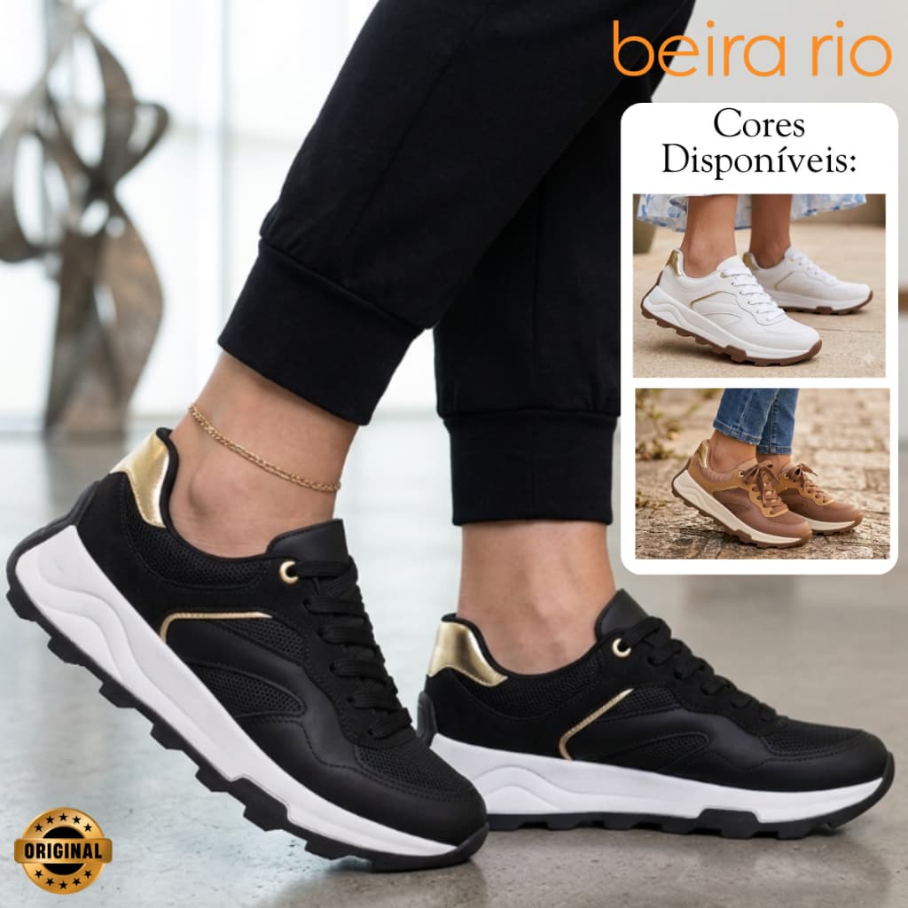 Tênis Beira Rio Feminino Plataforma Conforto Sneaker Dia a Dia Lançamento Estiloso Macio Original