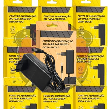KIT 10 Carregadores Parafusadeira Fonte 21V Bivolt