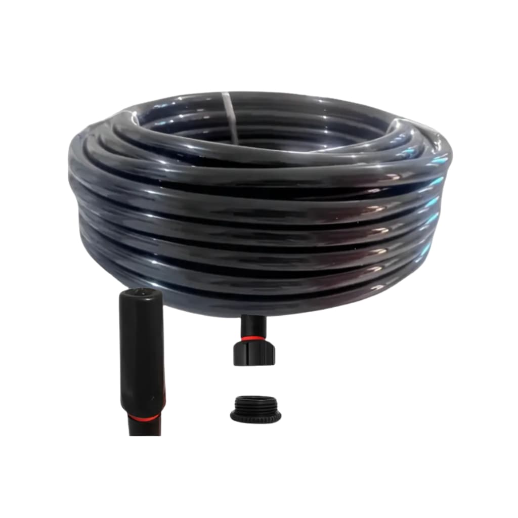 Mangueira de Jardim Silicone 30 Metros 1/2 x 2,0mm com Esguicho e Adaptador 3/4 para 1/2 Preta ou Laranja Resistente