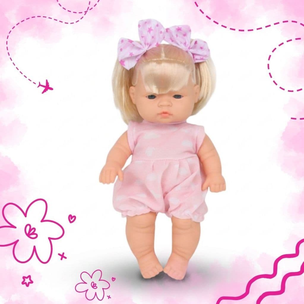 Linda Boneca 100% Vnil Realista Cheiro Cabelo Lacinho Nova Toys 33cm Dondoka's Doll Presente Menina