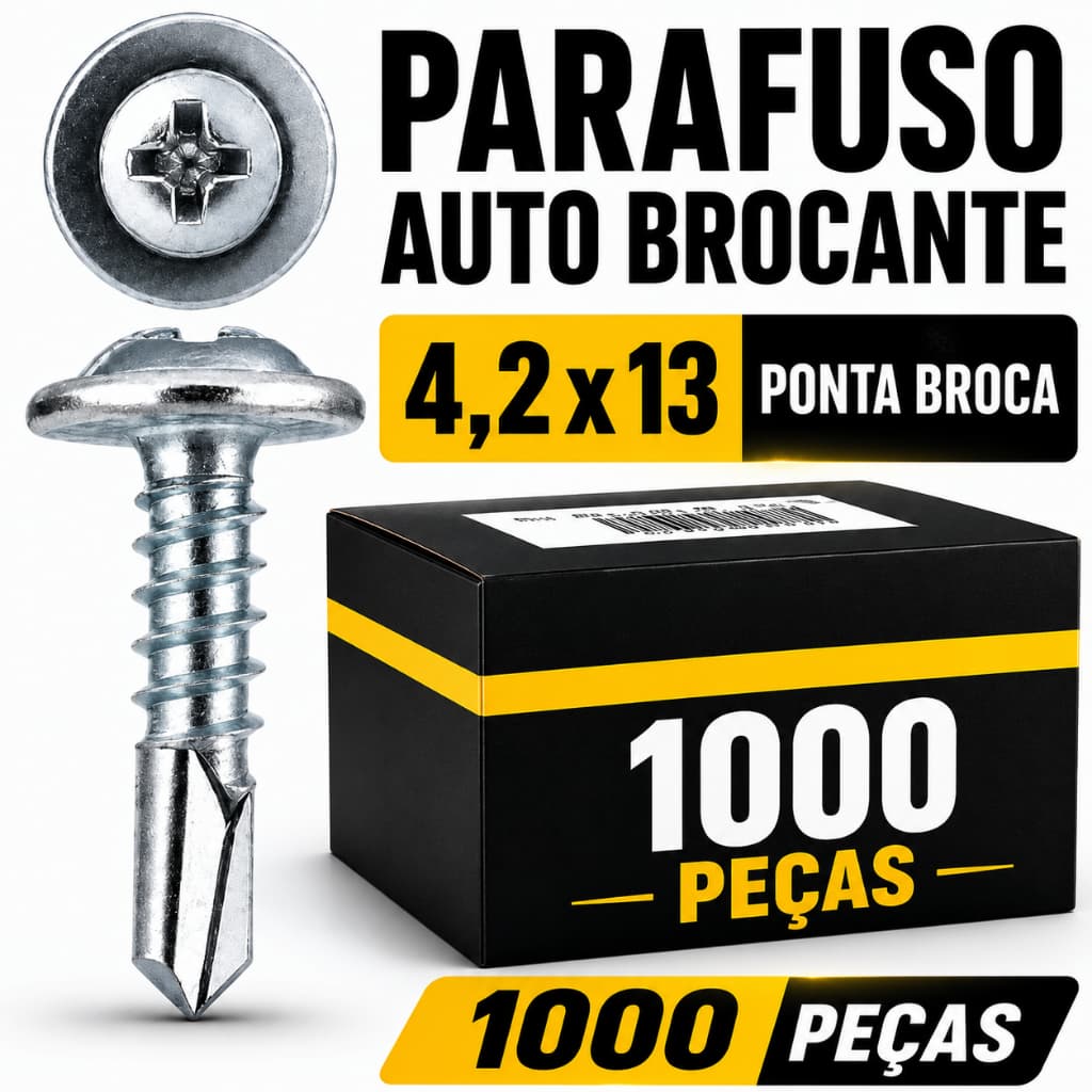 Parafuso 4,2x13 Flangeado Phillips Auto Brocante Zincado Serrilhado P/pvc / Metal – Kit 1000 Peças