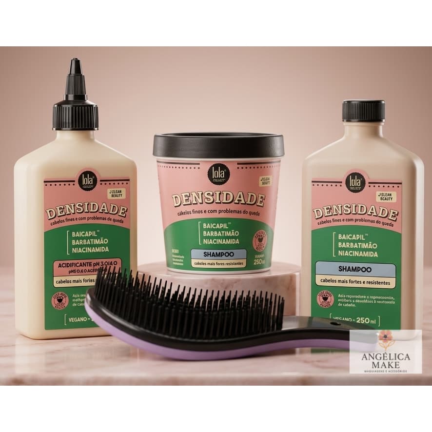 Kit Lola Densidade Shampoo + Máscara + Acidificante + Escova Desembaraçadora Antiqueda Crescimento