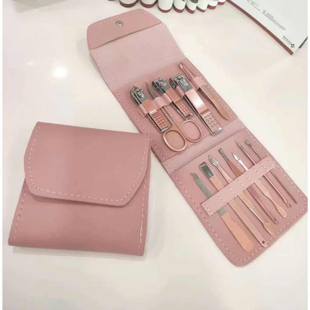 Cortador de Unhas Kit Manicure 12 Peças Aço Inoxidável Com Bolsa Dobrável