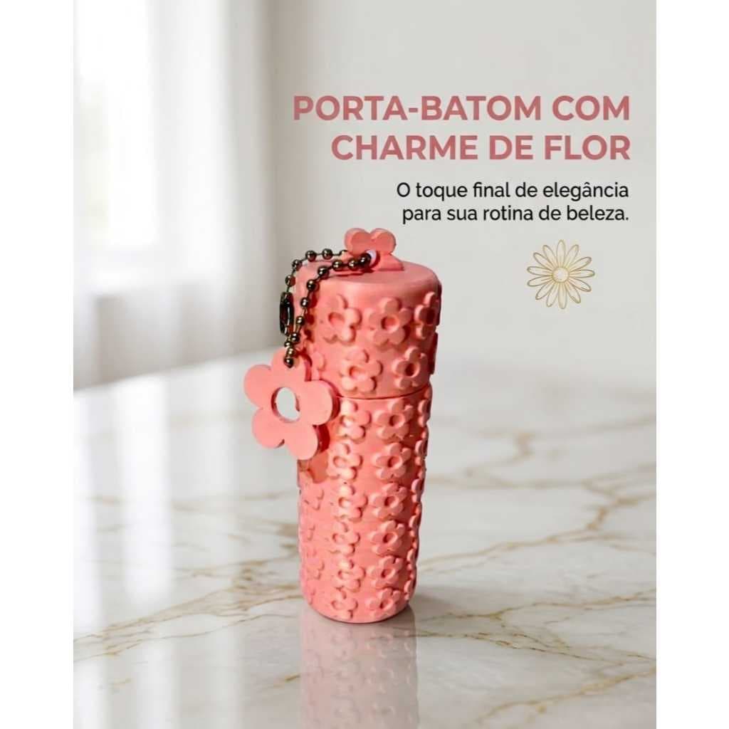 Porta Batom De Bolsa Feminino Textura Flores Com Pingente Criativo