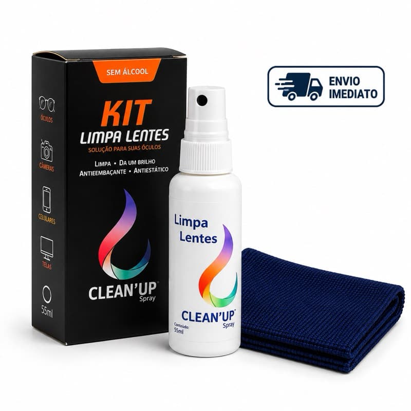 Spray Limpa Lente + Flanela Mágica Kit Limpeza Óculos Câmera Tela Não risca Não mancha