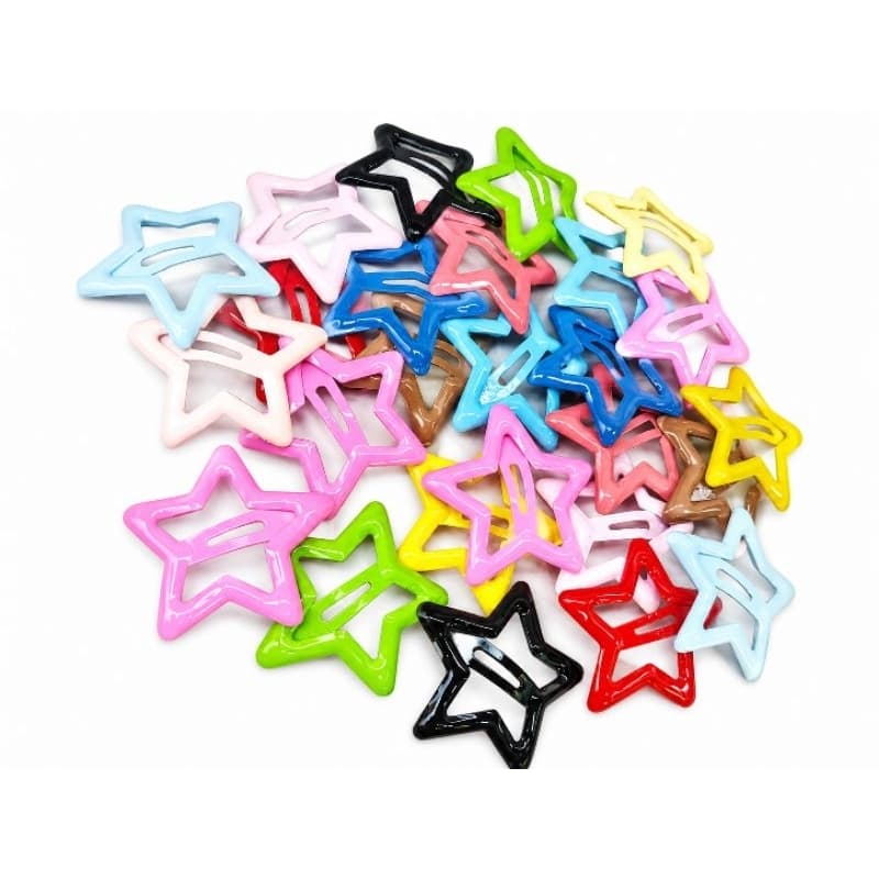 Kit de 10 Presilhas de Cabelo Tic Tac Estrelas Coloridas - Acessório Infantil Tendência YK2