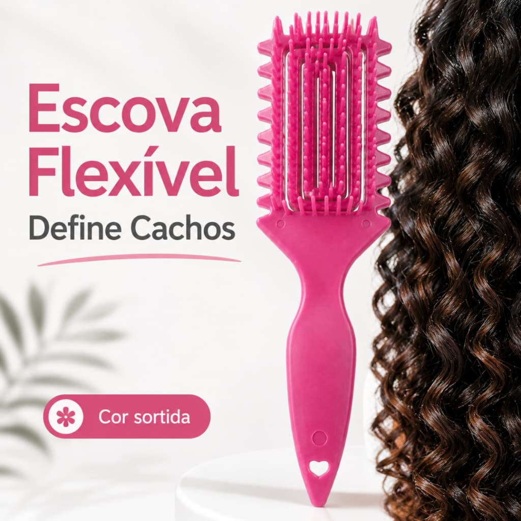 Escova Flexível Para Cabelo Cacheado Crespo Ondulado Define Cachos