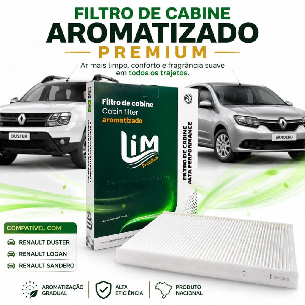 Filtro Cabine Ar Condicionado Aromatizado Renault Duster Logan Sandero Linha Premium Pro