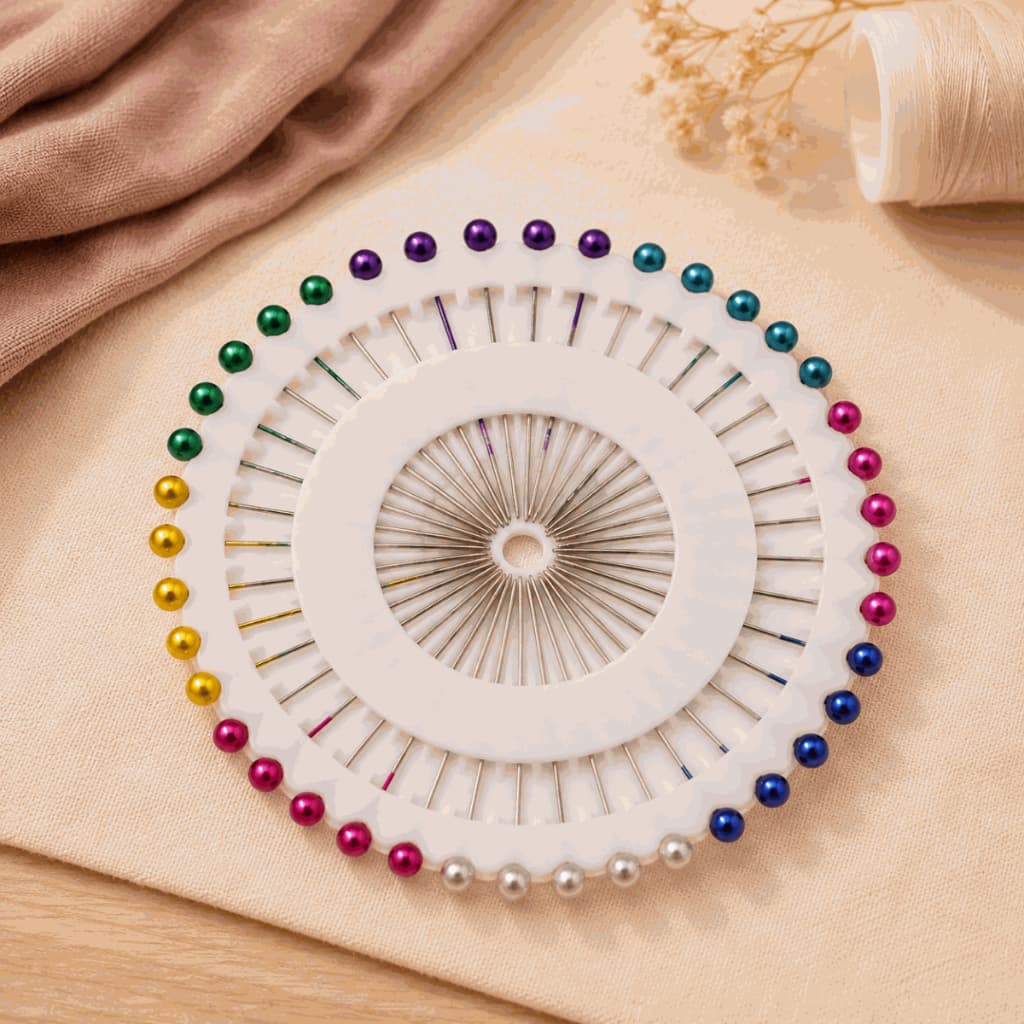 Kit 40 Alfinetes De Costura Com Cabeça Para Patchwork Modelagem Bordado Artesanato e Confecção