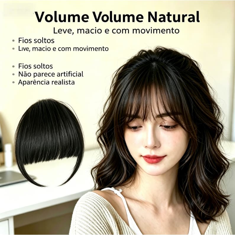 Franja Postiça Feminina Cabelo Humano Natural Franja Reta Air Bangs Cobertura da Linha Capilar
