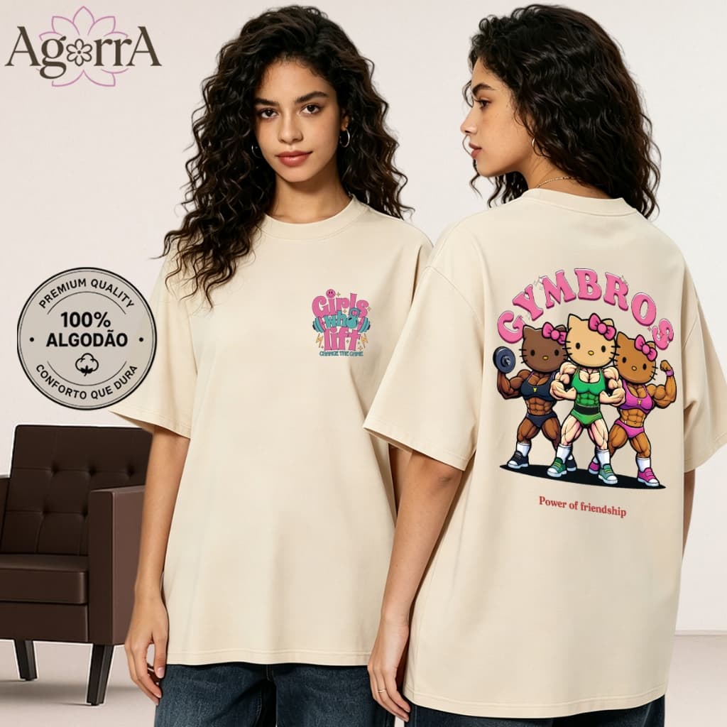 Camiseta Gola Redonda 100% Algodão Estampa Academia Frente e Costas Tamanhos P ao G3 Camiseta Treino