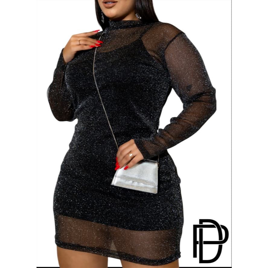VESTIDO DE TULE LUREX + ALCINHA PLUS SIZE & SLIM PLUS FEMININO