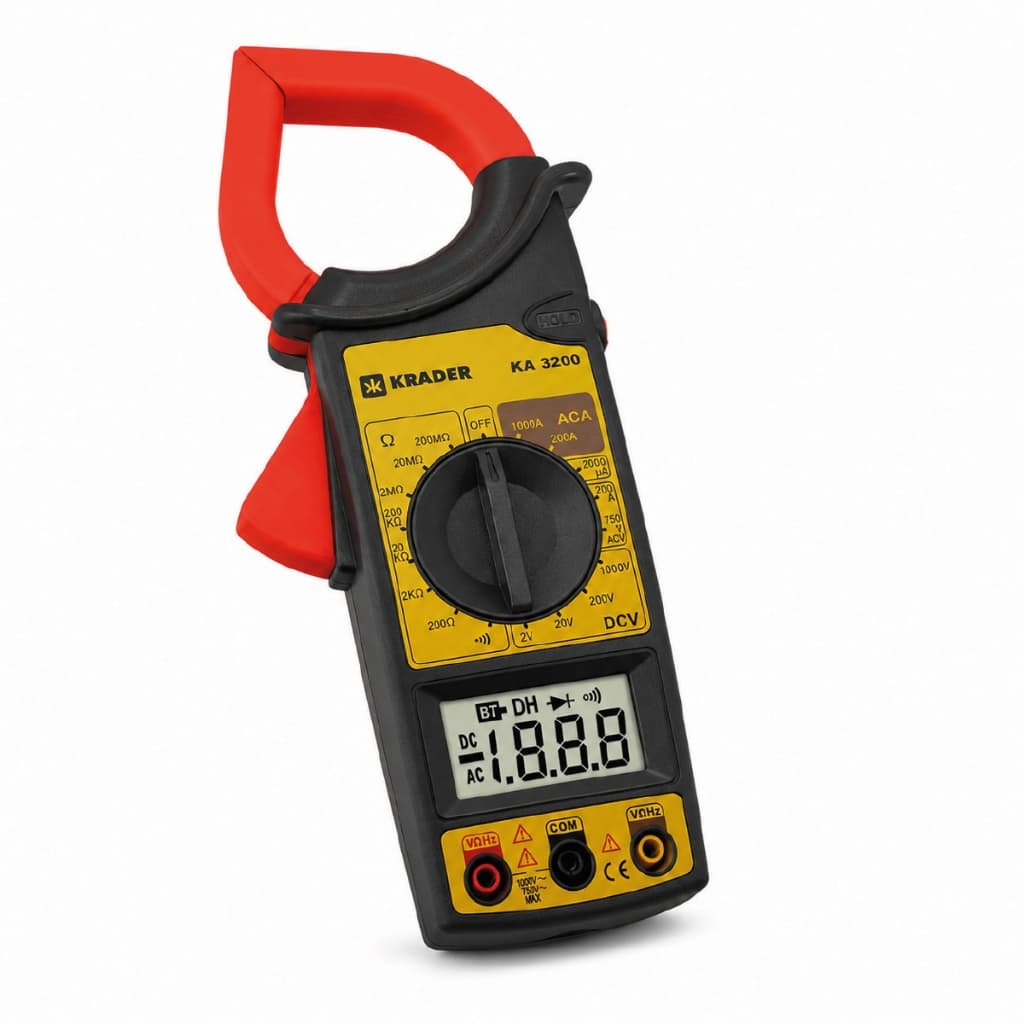 Alicate Amperímetro Digital Krader KA3200 1000A CAT II 600V Mede Tensão Corrente Resistência Frequência
