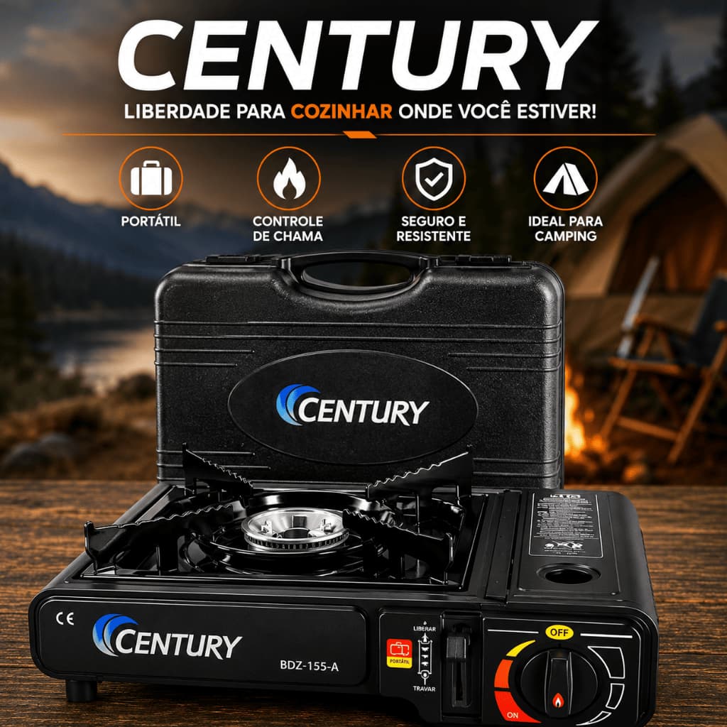 Fogareiro Portátil Camping 1 Boca Maleta a Gás Acendimento Automático Cozinha Pesca Viagem