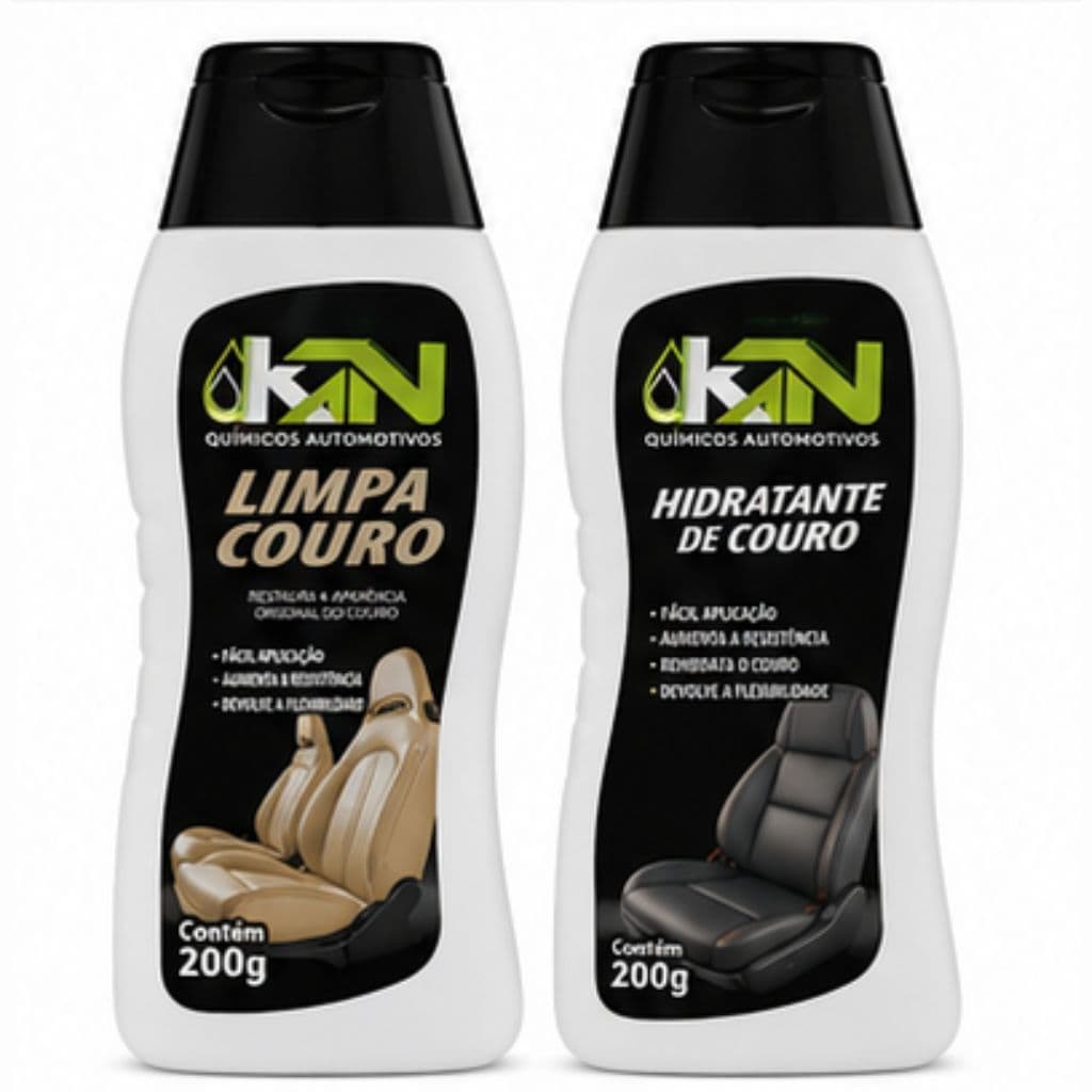 Kit Hidratante de Couro e Limpa Couro Automotivo para Bancos Cadeiras Gamer Bolsas Sapatos Sofás