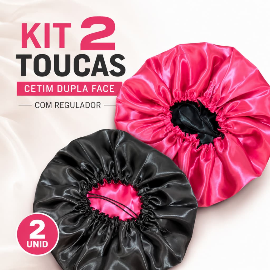 Kit 2 Toucas de Cetim Dupla Face com Regulador Antifrizz