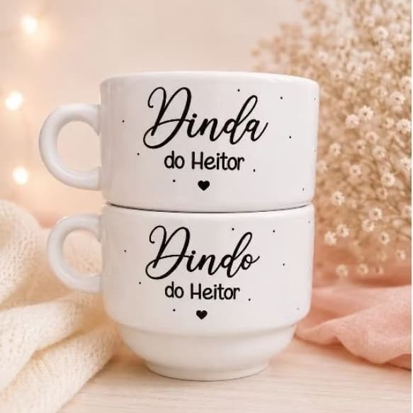 Xícara Personalizada Para Dindos Padrinhos E MADRINHAS Minimalista Com Nome OU FRASE 180ml ETC