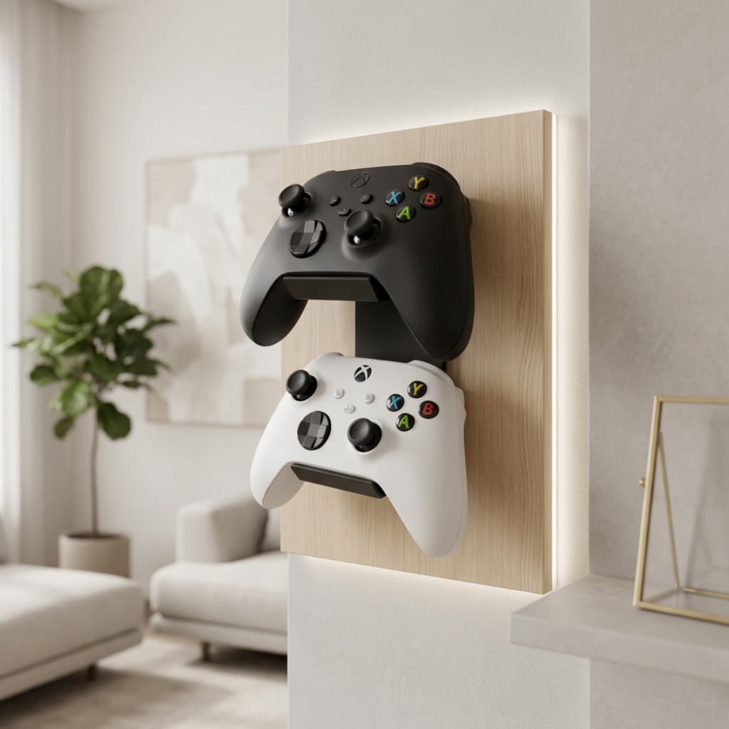 Suporte de Parede Duplo Controle Xbox Sala Console Gamer