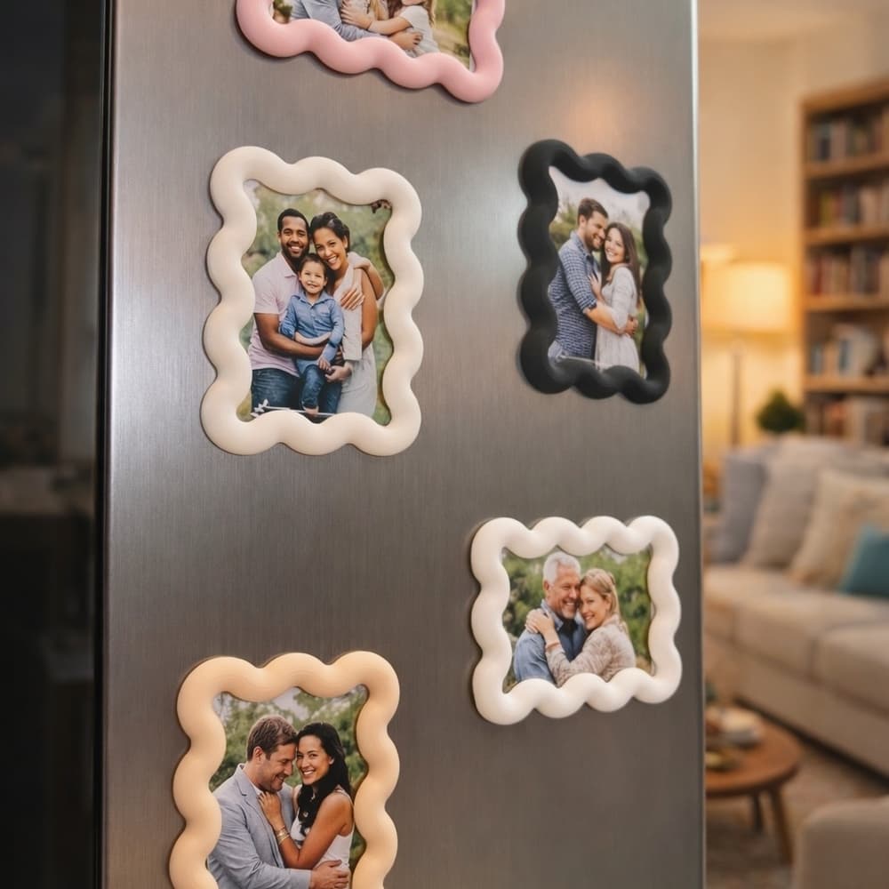 Moldura de Foto Polaroid com Ímã | Porta-Retrato Ondulado para Geladeira Personalizado