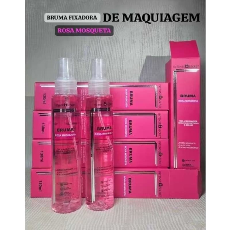 Bruma Fixadora Facial Intense Secret 130ml | Rosa Mosqueta ou Matte | Ácido Hialurônico