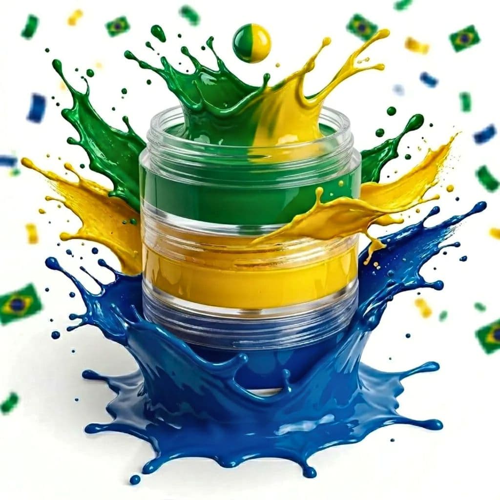 Kit Tinta Facial Cremosa Brasil 3 Cores Verde Amarelo Azul Maquiagem Torcida Copa Futebol