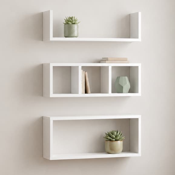 Kit Nichos para Decoração Nicho Com Divisória 2 Prateleiras 100% Mdf Branco
