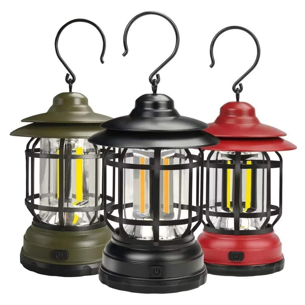 Lanterna LED Portátil Recarregável com Iluminação Ajustável para Acampamento
