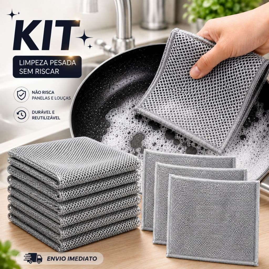 Kit 10/15/20/30 Pano Aço Inox Reutilizável Esponja Limpeza Remove Gordura Panela Cozinha Premium