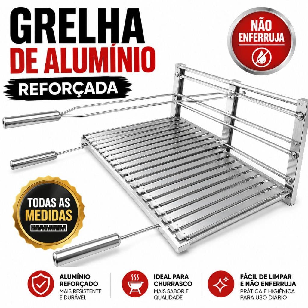 Grelha Churrasqueira Alumínio Reforçado Premium | Todas as Medidas | Alta Durabilidade