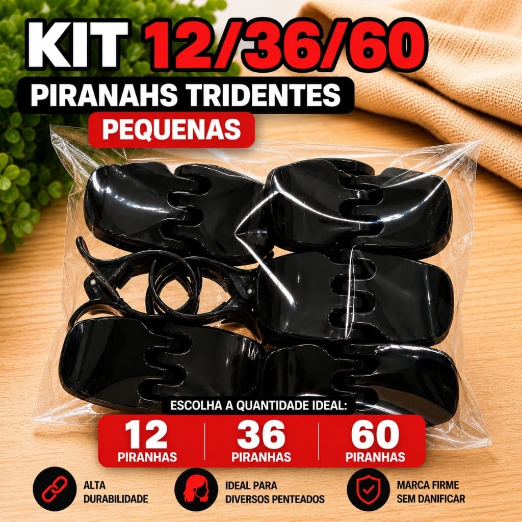 12/36/60 Piranhas Tridente P Preta Prendedor DeCabelo Antiderrapante Presilhas Resistente Tiktok