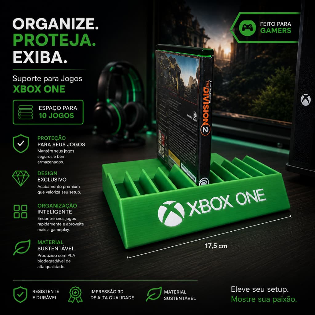 Suporte Organizador para 10 Jogos Xbox One Porta Games Mídia Física Expositor Premium Gamer