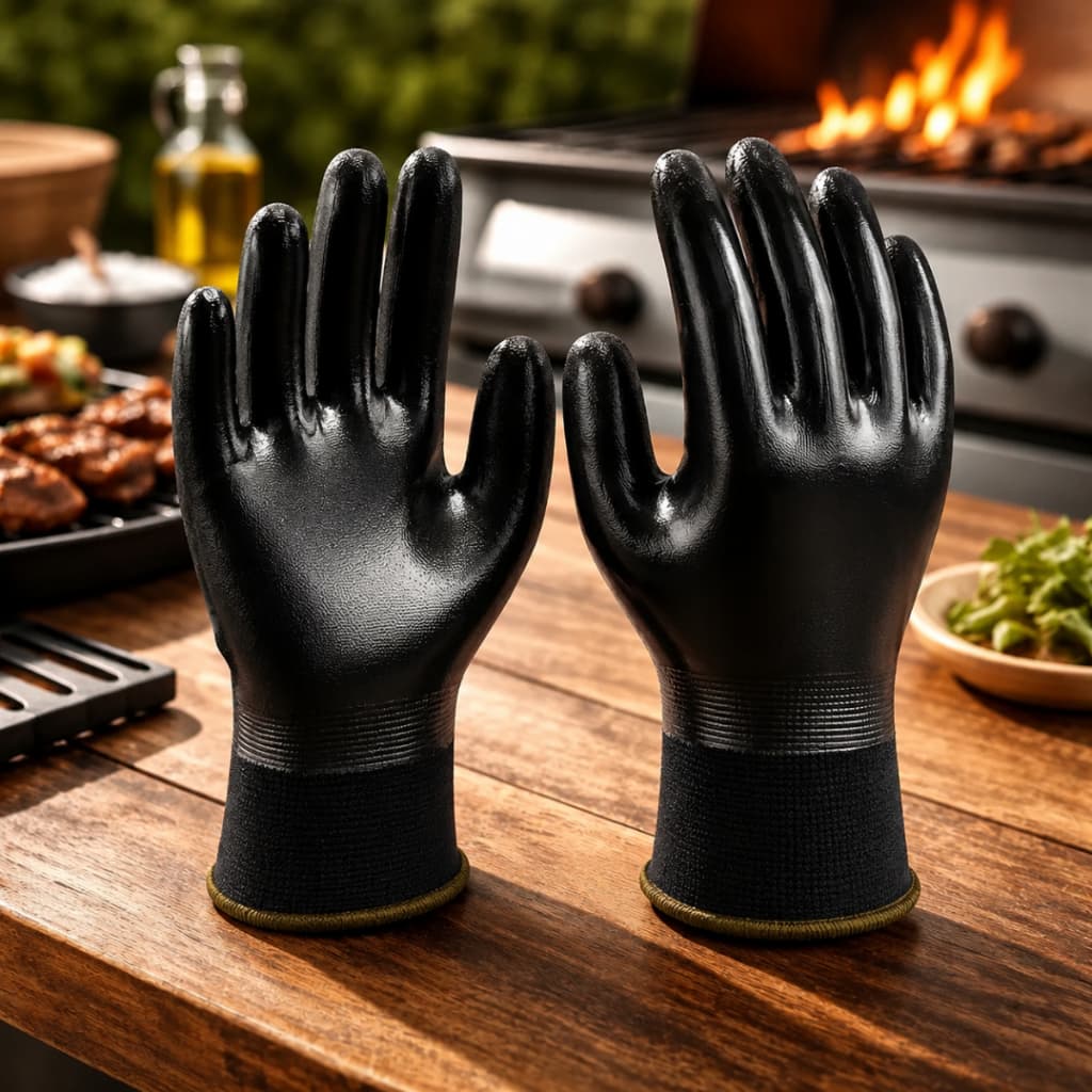 Luva BBQ Térmica Churrasco Tractor Nitril 250°graus Churrasqueiro Grelhas Assados Impermeável