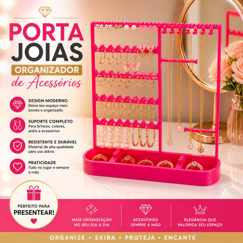 Porta Joias Organizador De Acessórios Estilo Expositor