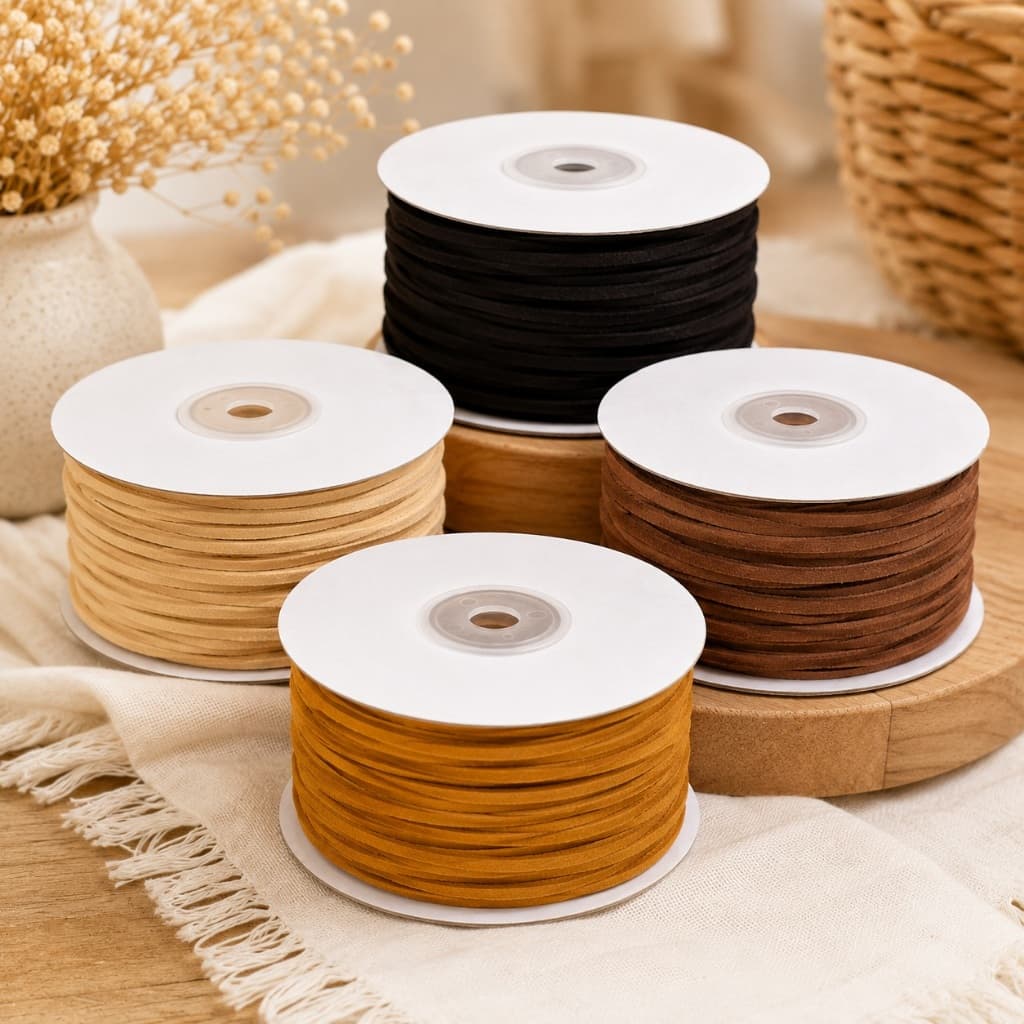 Rolo 50m Cordão Carmuça 3mm Couro SintéticoTira Fio Suede bolsa patchwork Chaveiro Artesanato Laços