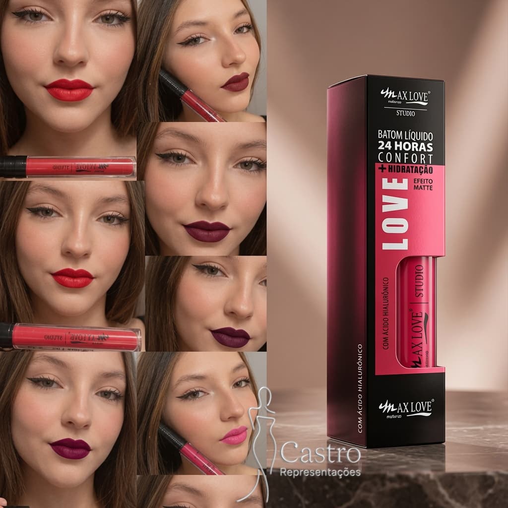 BATOM LIQUIDO 24H CONFORT MATTE HIDRATANTE HIALURÔNICO - ESCOLHA AS CORES E MONTE SEU KIT - ATACADO