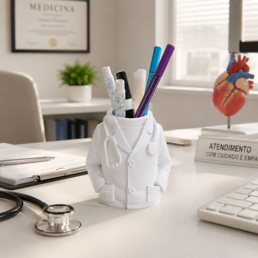 Porta Canetas Jaleco Médico Organizador de  Decorativo Consultório Escritório Enfermagem Odontologia