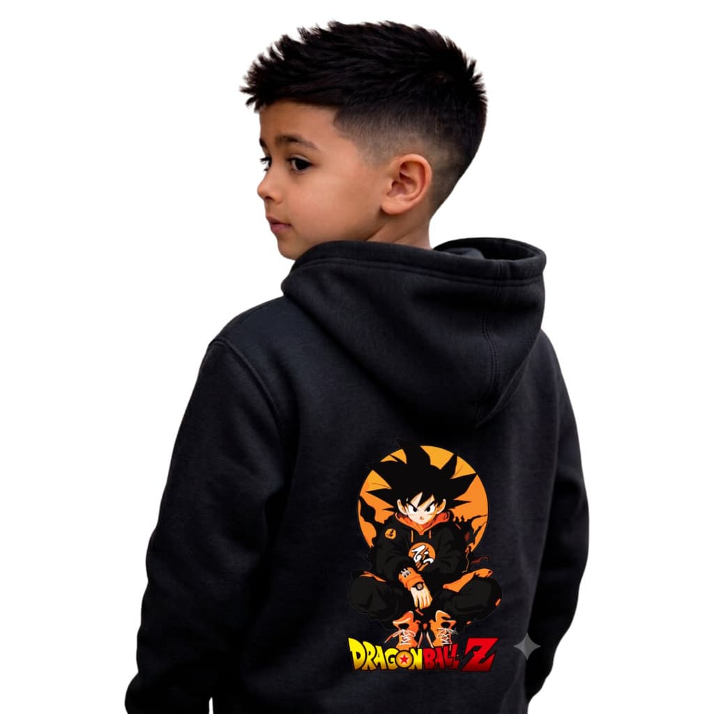 Moletom Dragon Ball Z Goku Anime Desenho Estampa Frente e costas infantil e Juvenil Com Capuz Flanelado Unissex