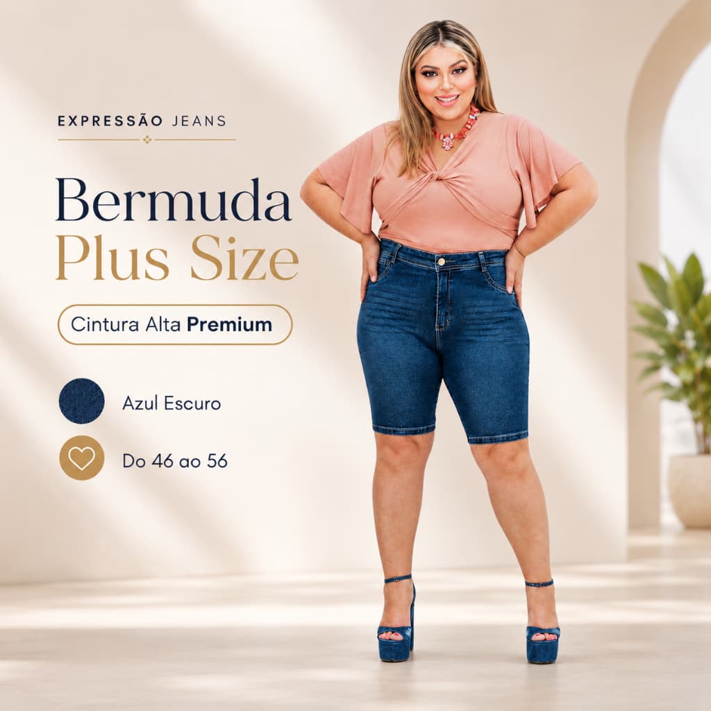 Bermuda Feminina Plus Size Jeans