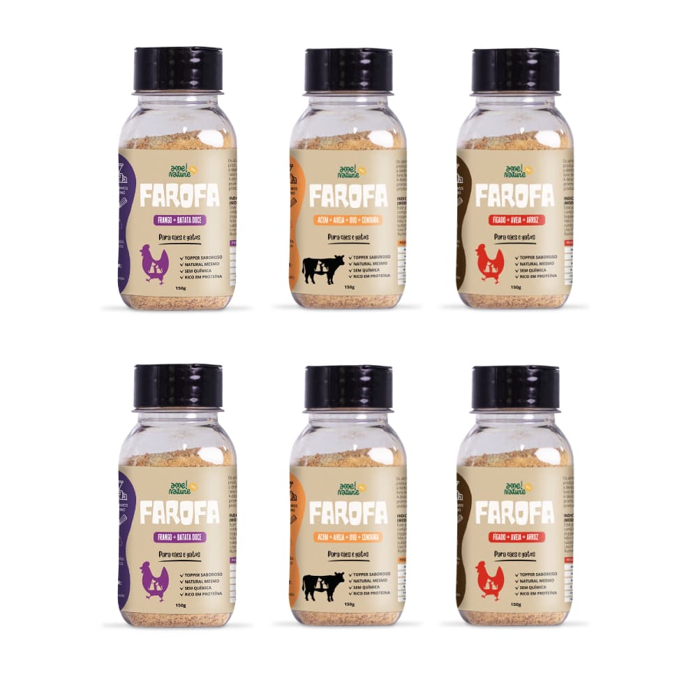 Kit 6 Saborizante Naturais para ração 150g Sabor Carne, Fígado e Frango para Cães e Gatos Ame Nature