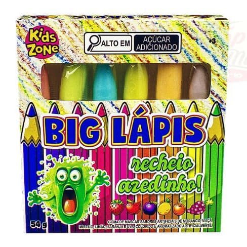 Kit com 2 Goma de Mascar Sabor Big Lápis Azedo Kids Zone 54g
