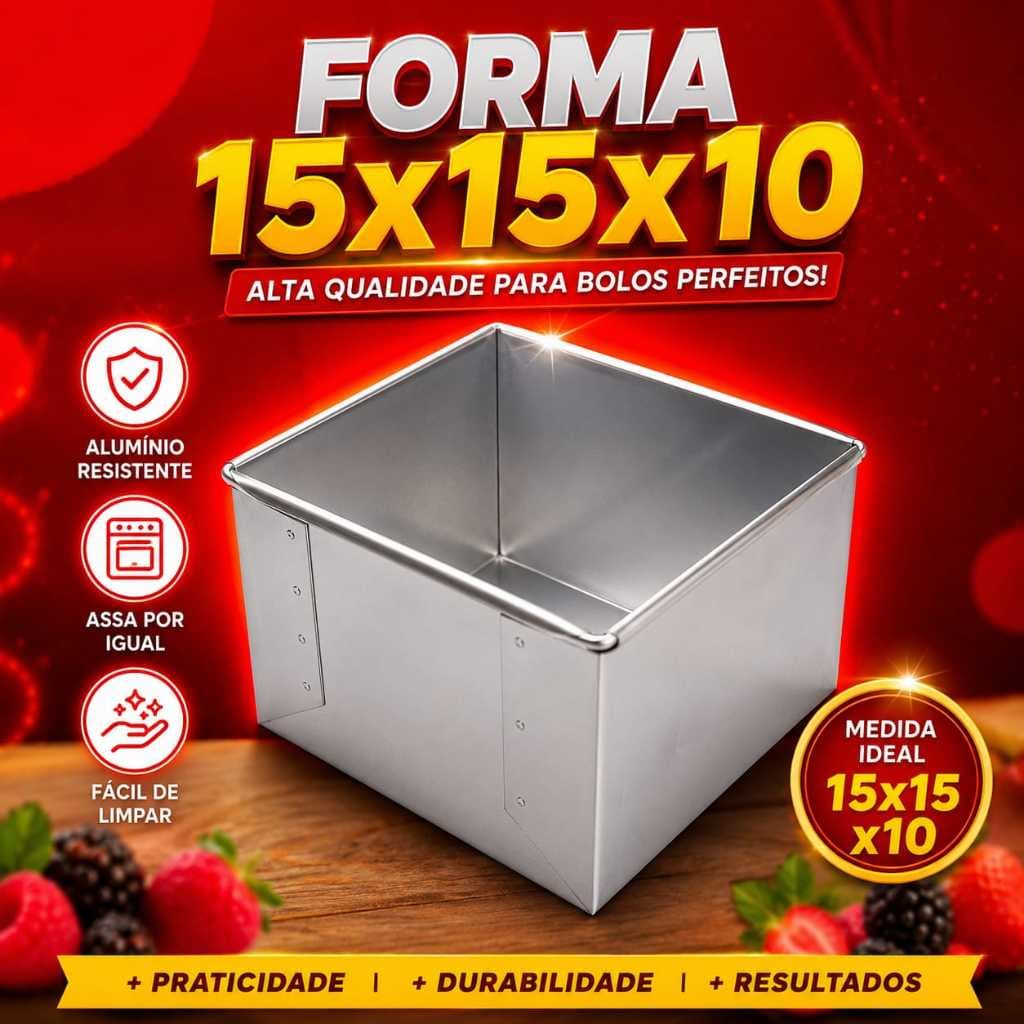 Forma Quadrada 15x15x10 Formas para Bolo Assadeira de Alumínio Formas Fatia Perfeita