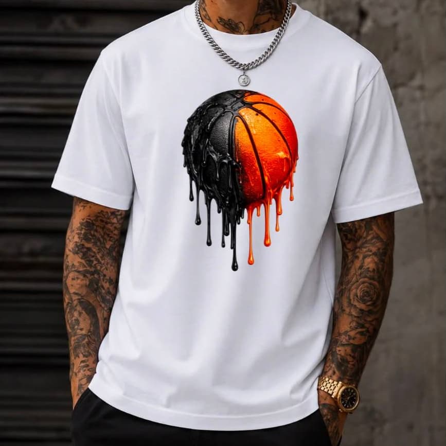 Camiseta Masculina 100% algodão street wear  Esportiva Basquete Bola Estilo Urbano Premium