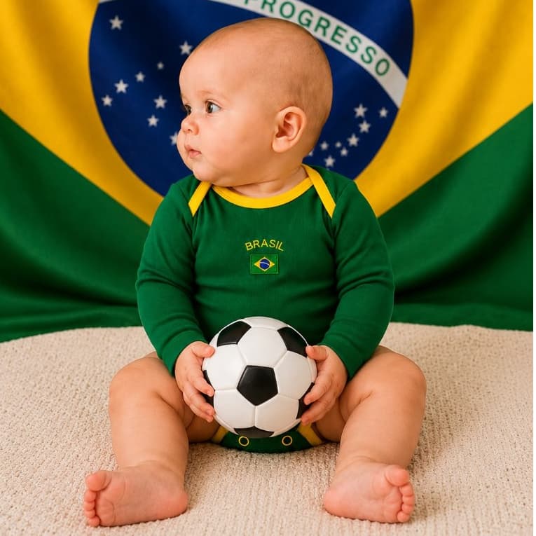Body Bebê Manga Longa Brasil Menino Menina RN ao 1 Verde